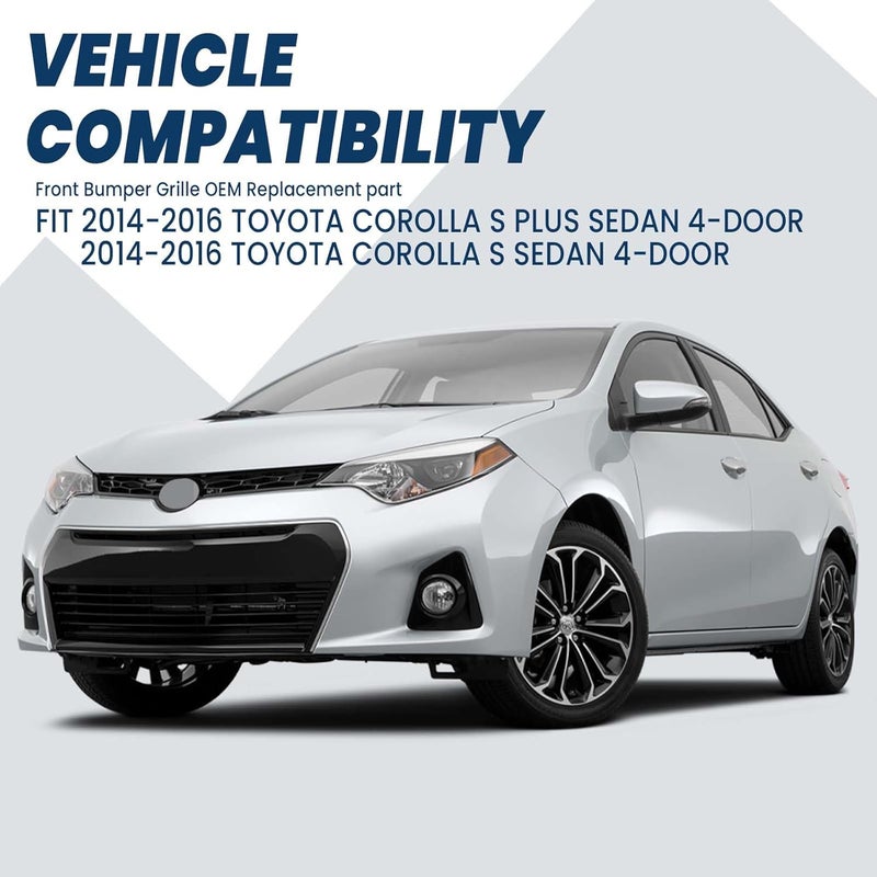 Kspeed Front Bumper Upper Grille for 2014 2015 2016 Toyota Corolla S,ABS Gloss Black Upper Grill Replace for 5310002570 TO1200365 - Image 2